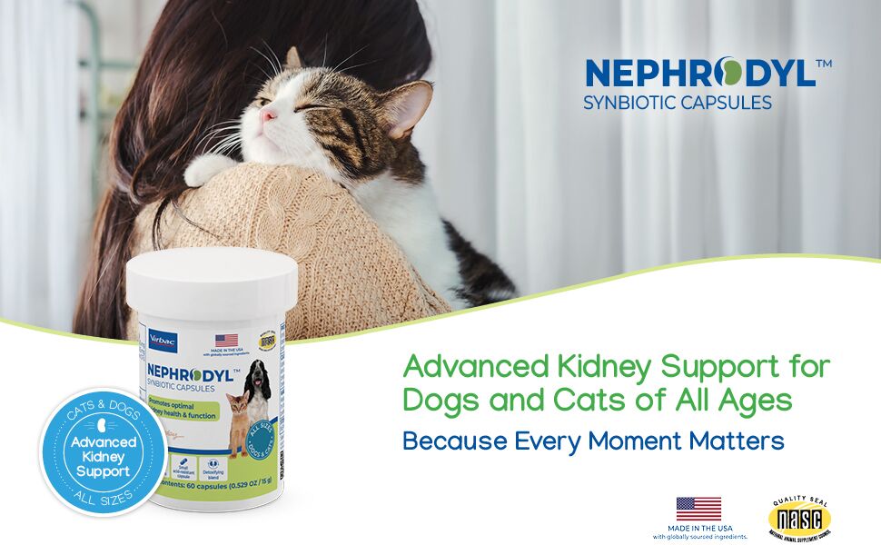 Nephrodyl™ Synbiotic Capsules - Kidney Supplement for Cats & Dogs -
